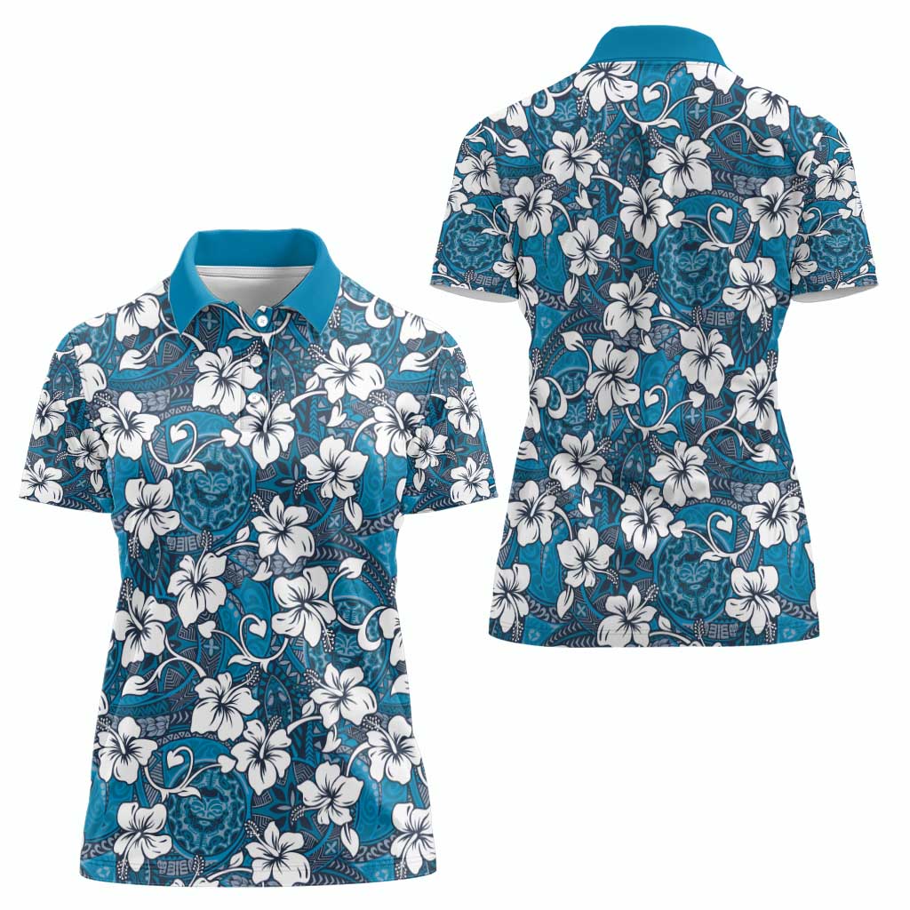 Karakarawa Bula Fiji Women Polo Shirt Fijian Tapa Seamless Hibiscus LT14 - Polynesian Pride