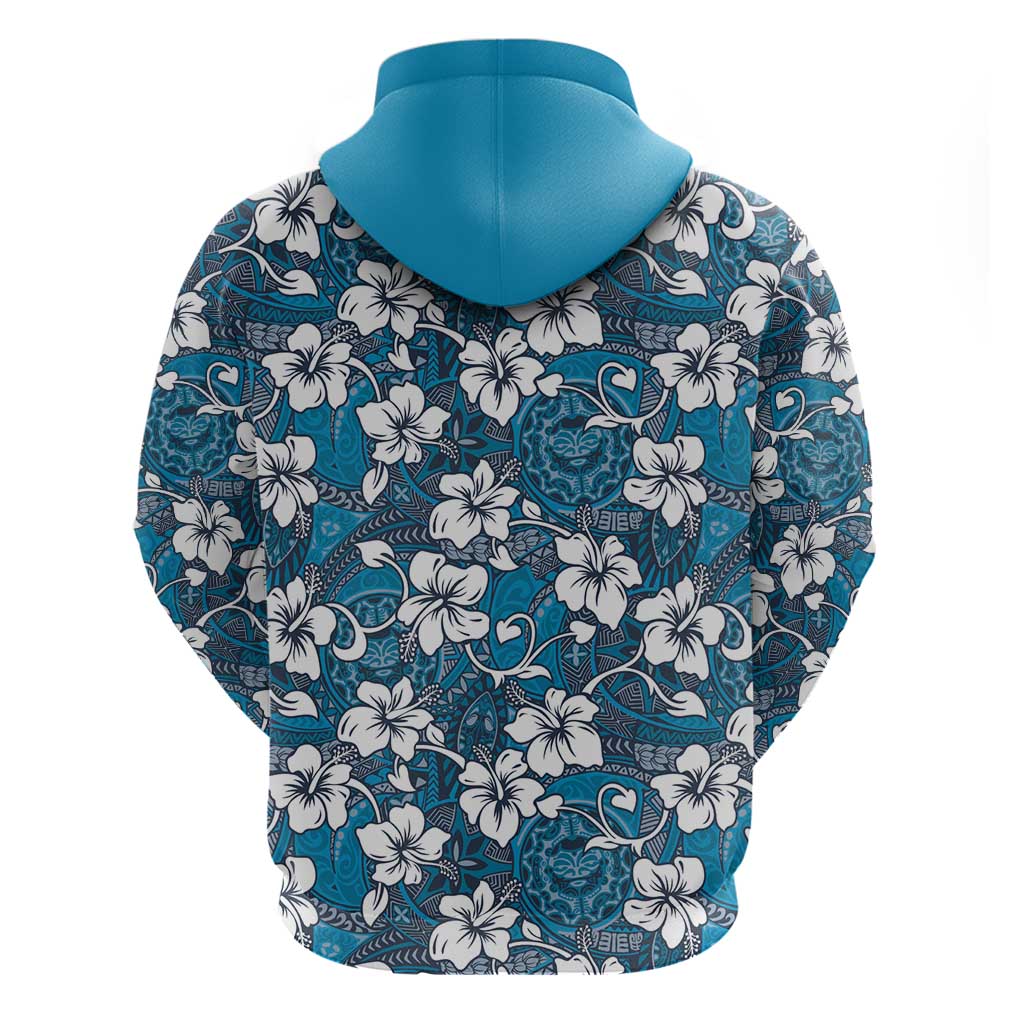 Karakarawa Bula Fiji Zip Hoodie Fijian Tapa Seamless Hibiscus - Polynesian Pride