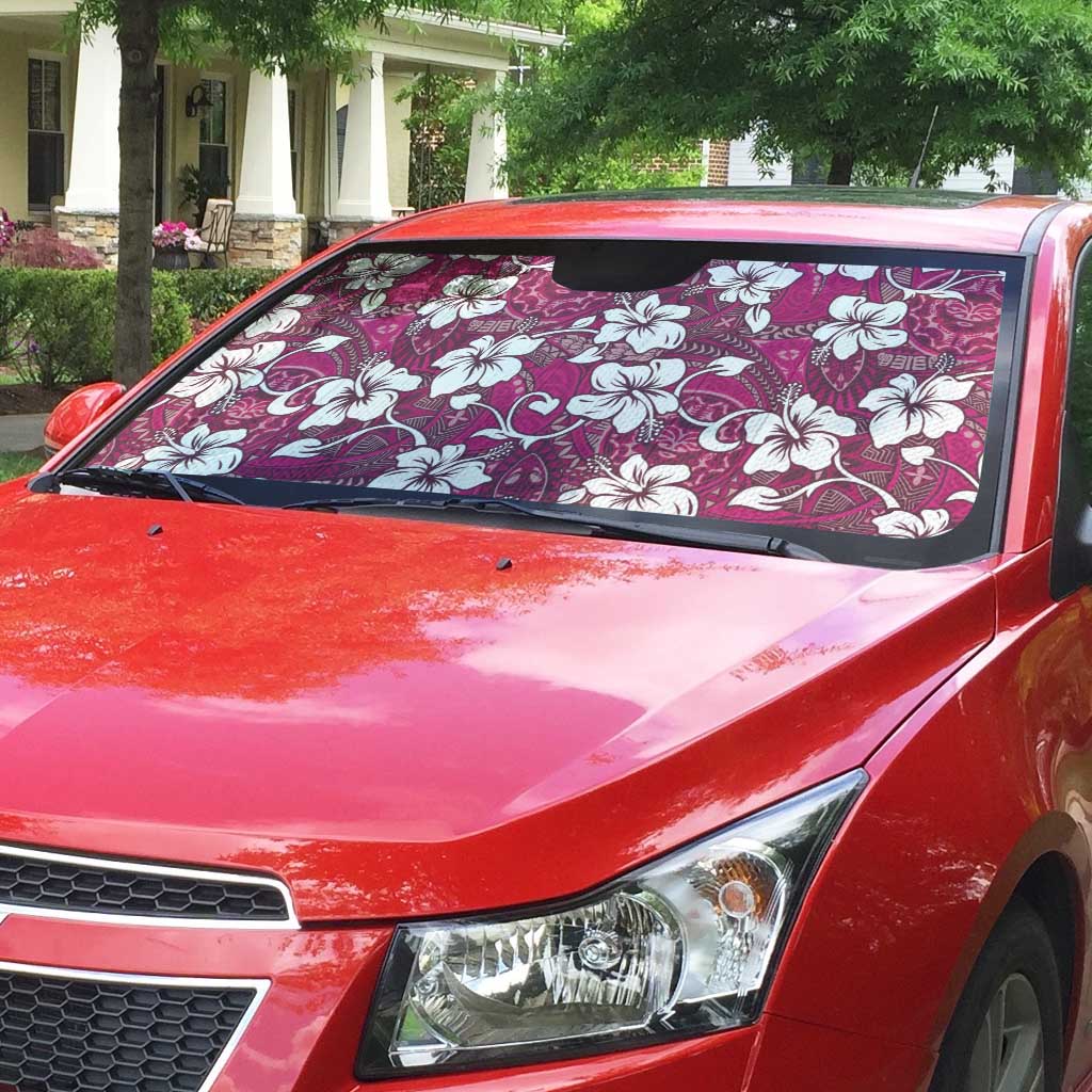 Piqi Bula Fiji Auto Sun Shade Fijian Tapa Seamless Hibiscus - Polynesian Pride