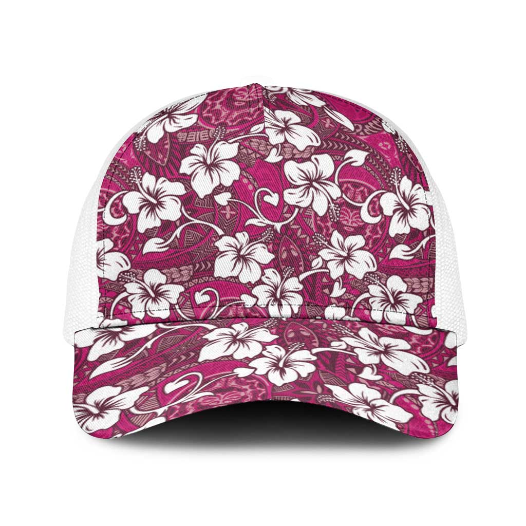 Piqi Bula Fiji Baseball Net Cap Fijian Tapa Seamless Hibiscus - Polynesian Pride