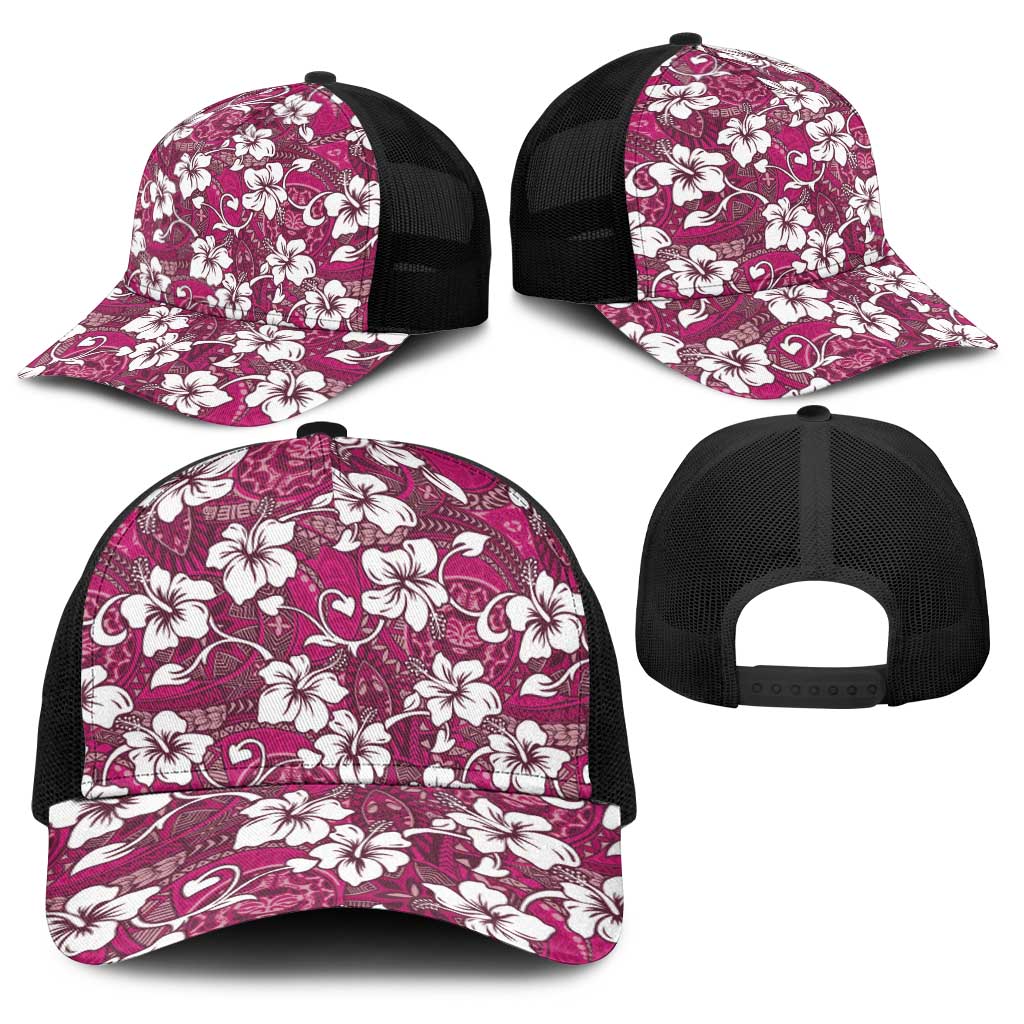 Piqi Bula Fiji Baseball Net Cap Fijian Tapa Seamless Hibiscus - Polynesian Pride