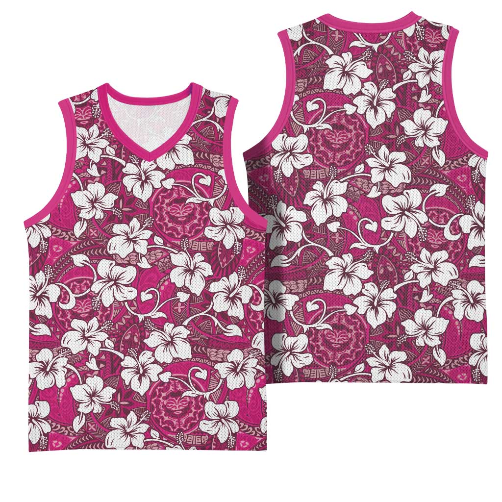 Piqi Bula Fiji Basketball Jersey Fijian Tapa Seamless Hibiscus - Polynesian Pride