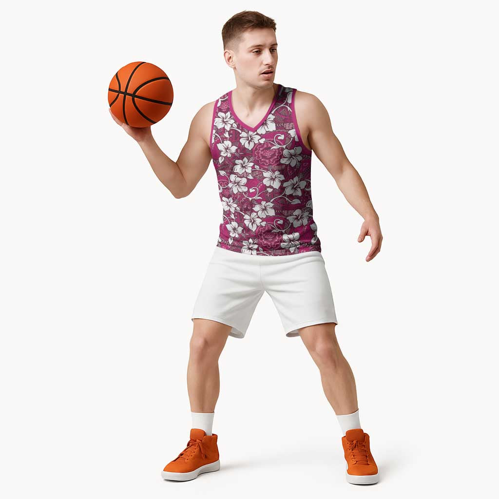 Piqi Bula Fiji Basketball Jersey Fijian Tapa Seamless Hibiscus - Polynesian Pride