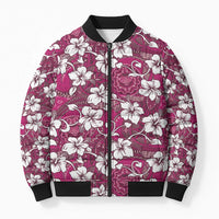 Piqi Bula Fiji Bomber Puffer Jacket Fijian Tapa Seamless Hibiscus LT14 Unisex Pink - Polynesian Pride