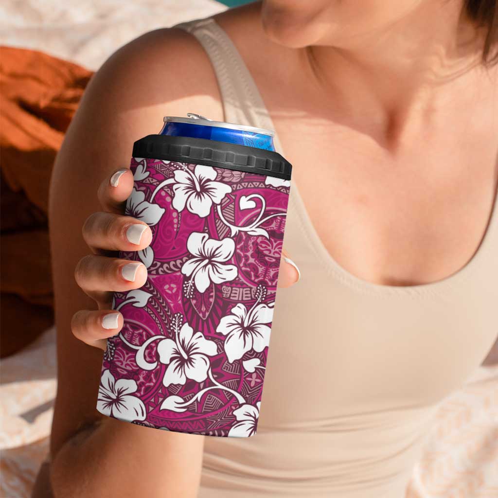 Piqi Bula Fiji 4 in 1 Can Cooler Tumbler Fijian Tapa Seamless Hibiscus - Polynesian Pride