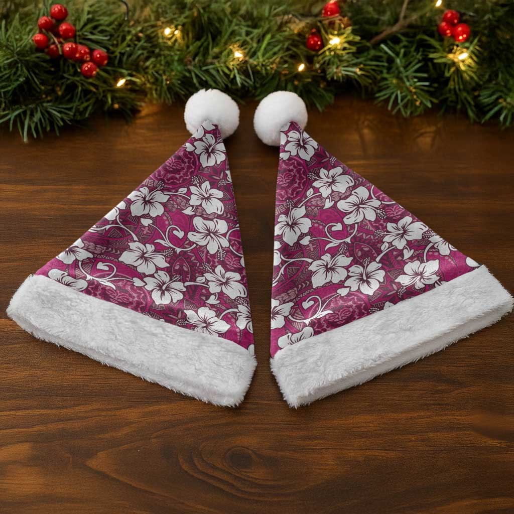 Piqi Bula Fiji Christmas Santa Hat Fijian Tapa Seamless Hibiscus - Polynesian Pride