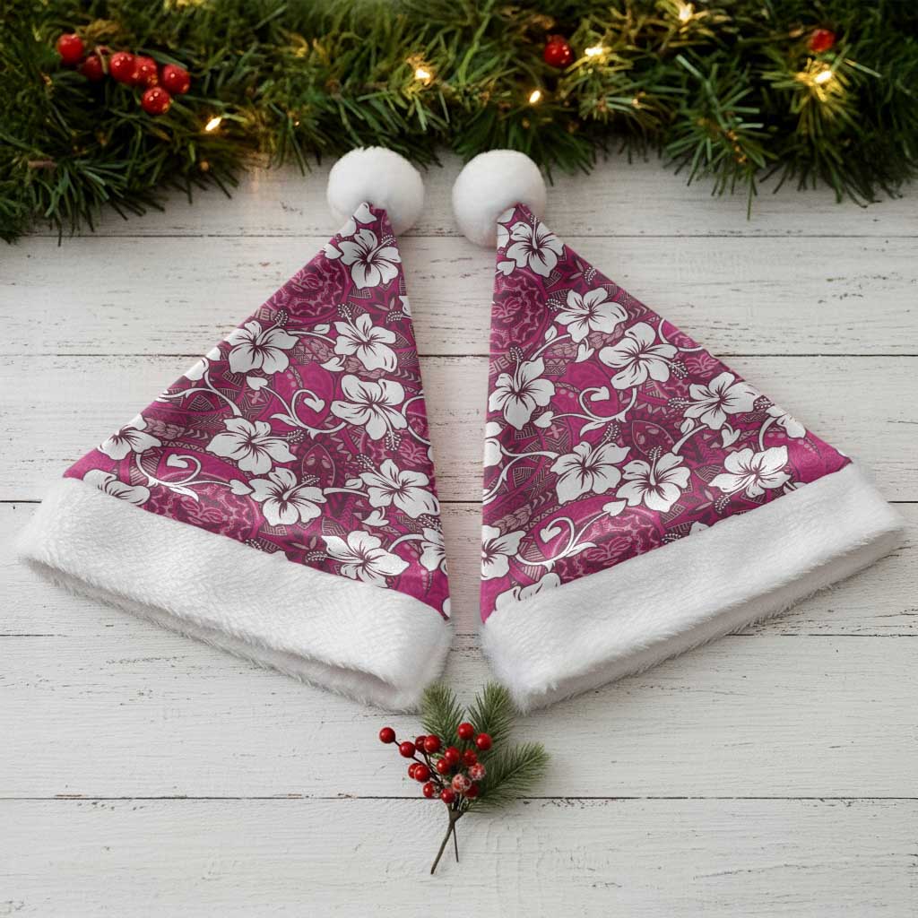 Piqi Bula Fiji Christmas Santa Hat Fijian Tapa Seamless Hibiscus - Polynesian Pride