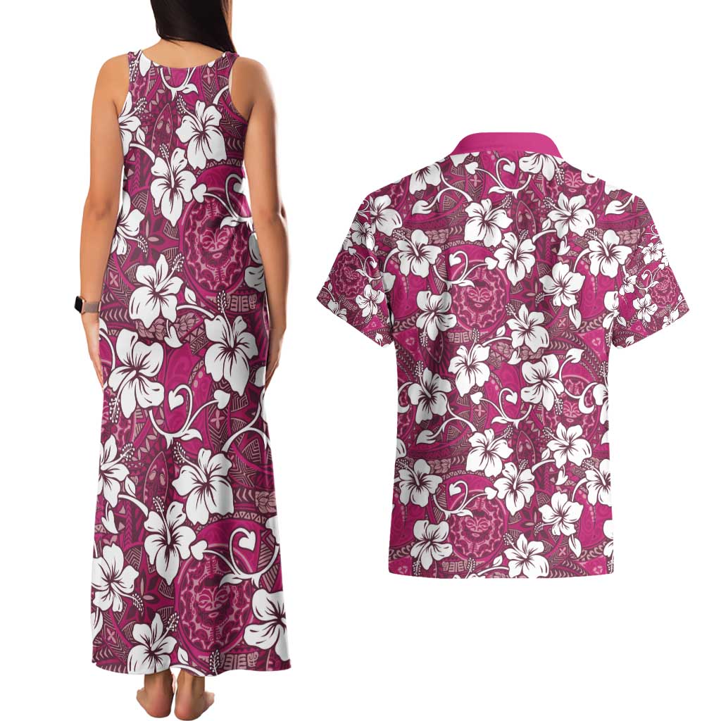 Piqi Bula Fiji Couples Matching Tank Maxi Dress and Hawaiian Shirt Fijian Tapa Seamless Hibiscus LT14 - Polynesian Pride