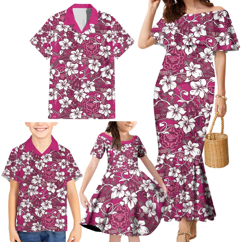Piqi Bula Fiji Family Matching Mermaid Dress and Hawaiian Shirt Fijian Tapa Seamless Hibiscus LT14 - Polynesian Pride