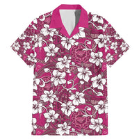 Piqi Bula Fiji Family Matching Mermaid Dress and Hawaiian Shirt Fijian Tapa Seamless Hibiscus LT14 Dad's Shirt - Short Sleeve Pink - Polynesian Pride