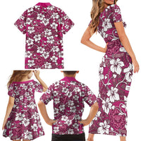 Piqi Bula Fiji Family Matching Short Sleeve Bodycon Dress and Hawaiian Shirt Fijian Tapa Seamless Hibiscus LT14 - Polynesian Pride