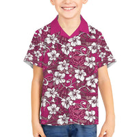 Piqi Bula Fiji Family Matching Short Sleeve Bodycon Dress and Hawaiian Shirt Fijian Tapa Seamless Hibiscus LT14 Son's Shirt Pink - Polynesian Pride