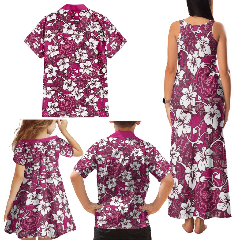 Piqi Bula Fiji Family Matching Tank Maxi Dress and Hawaiian Shirt Fijian Tapa Seamless Hibiscus LT14 - Polynesian Pride