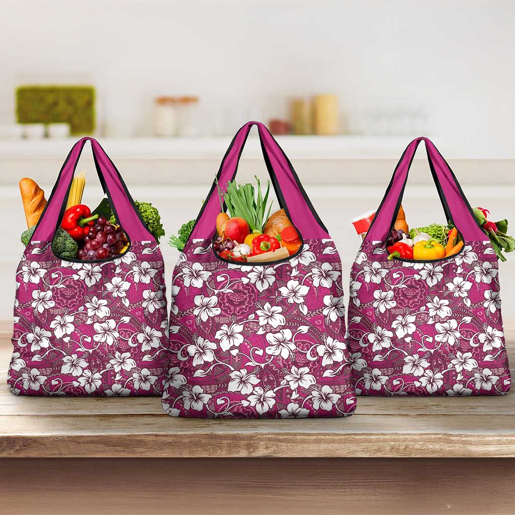 Piqi Bula Fiji Grocery Bag Fijian Tapa Seamless Hibiscus - Polynesian Pride