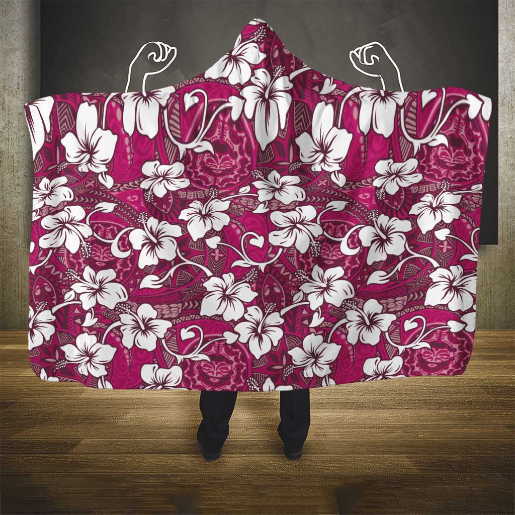 Piqi Bula Fiji Hooded Blanket Fijian Tapa Seamless Hibiscus - Polynesian Pride