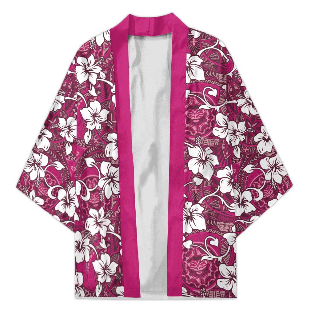 Piqi Bula Fiji Kimono Fijian Tapa Seamless Hibiscus LT14 Unisex Pink - Polynesian Pride