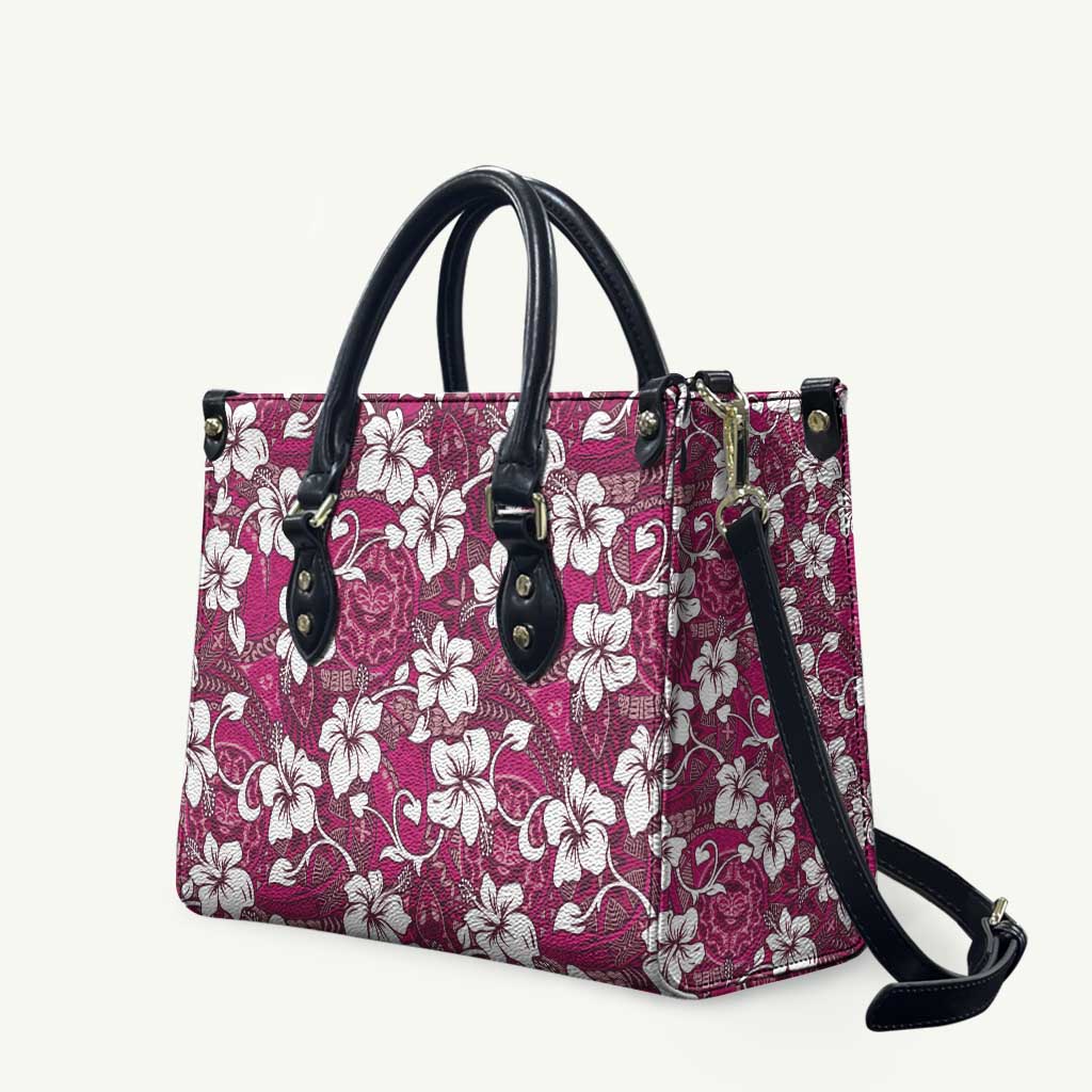 Piqi Bula Fiji Leather Bag Fijian Tapa Seamless Hibiscus - Polynesian Pride