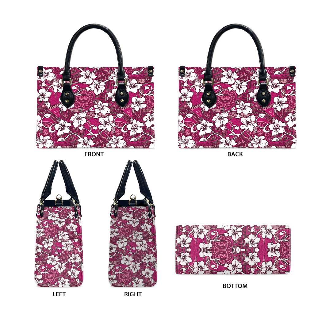 Piqi Bula Fiji Leather Bag Fijian Tapa Seamless Hibiscus - Polynesian Pride