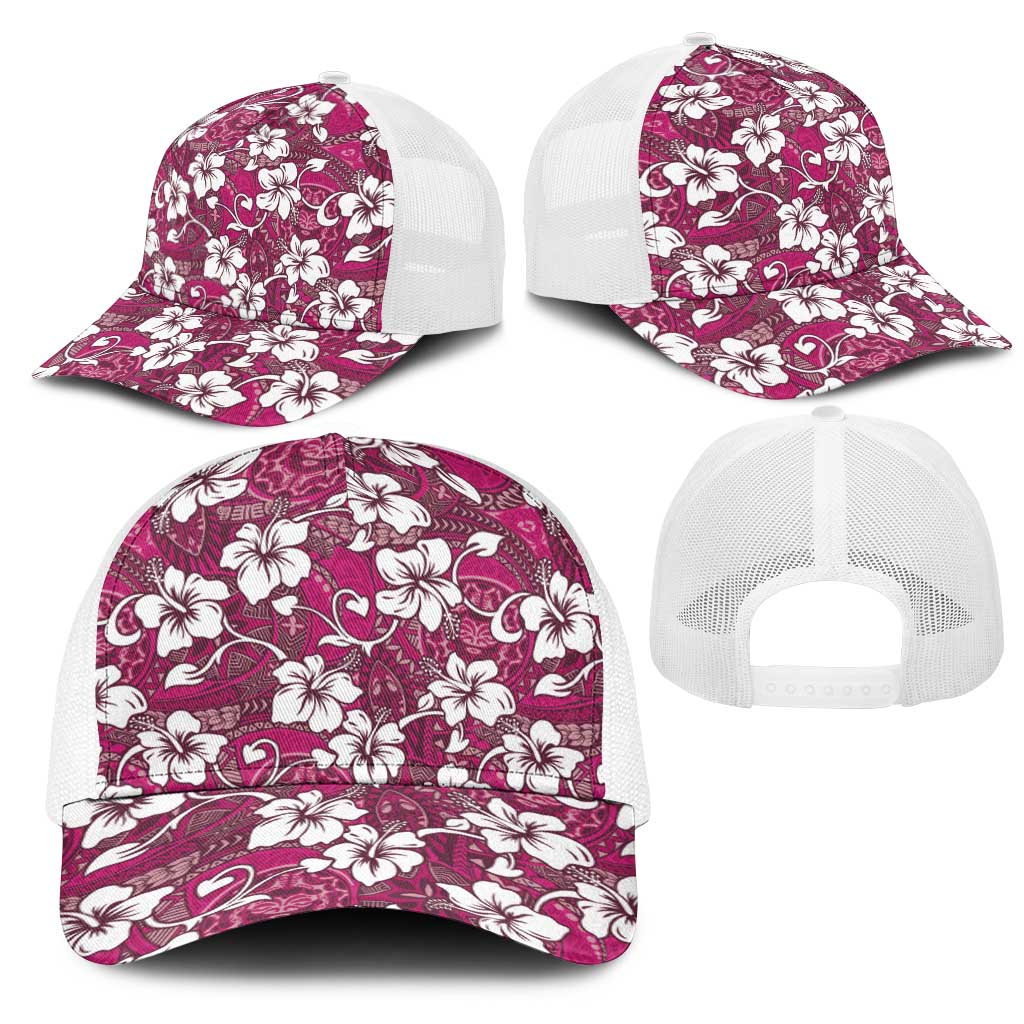 Piqi Bula Fiji Mesh Trucker Cap Fijian Tapa Seamless Hibiscus LT14 - Polynesian Pride