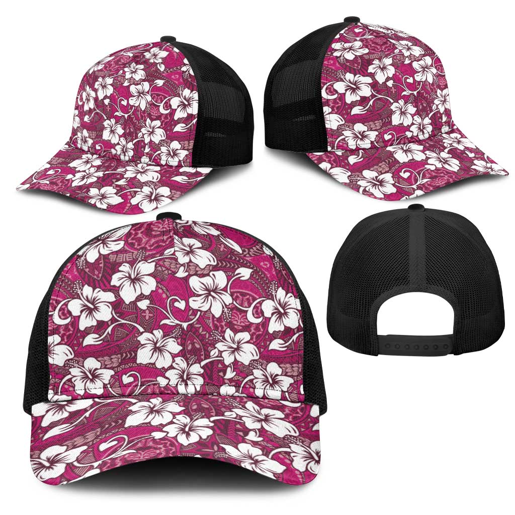 Piqi Bula Fiji Mesh Trucker Cap Fijian Tapa Seamless Hibiscus LT14 - Polynesian Pride