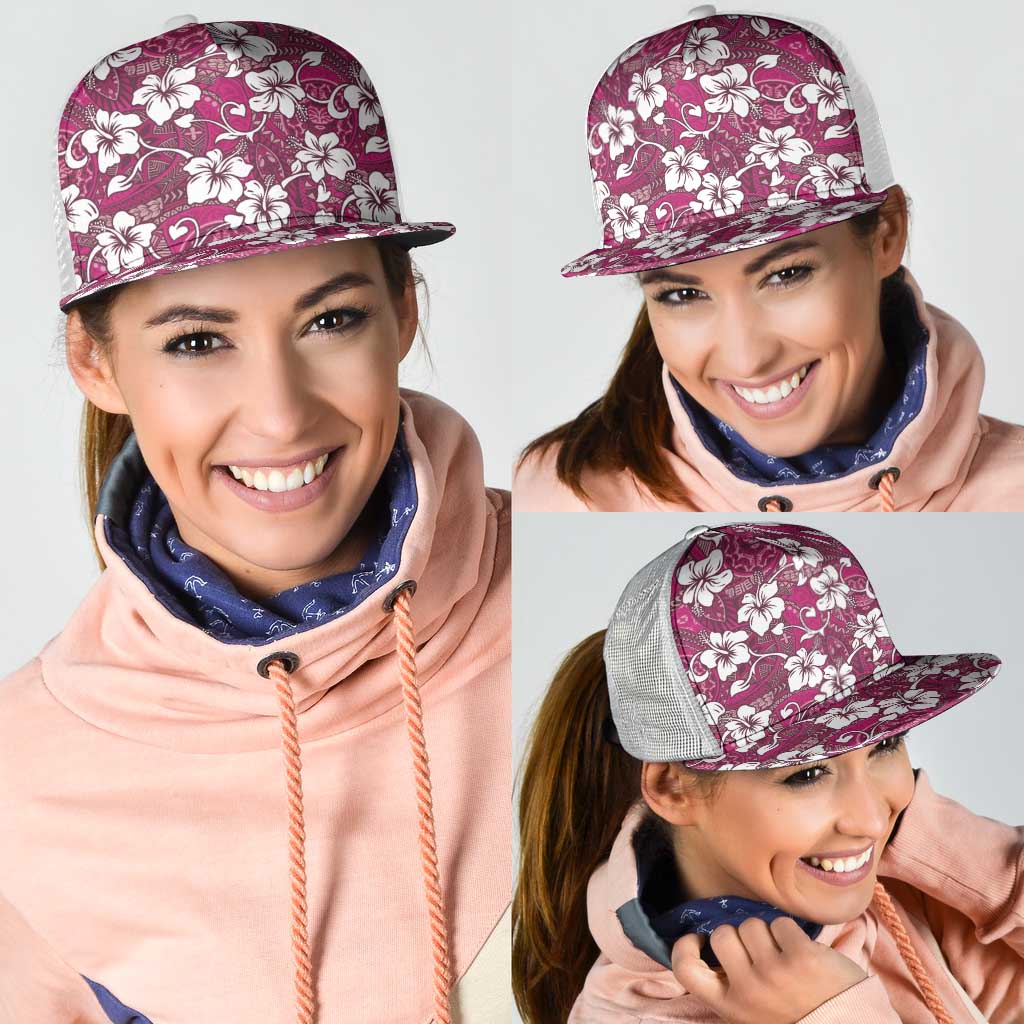 Piqi Bula Fiji Mesh Trucker Cap Fijian Tapa Seamless Hibiscus LT14 - Polynesian Pride