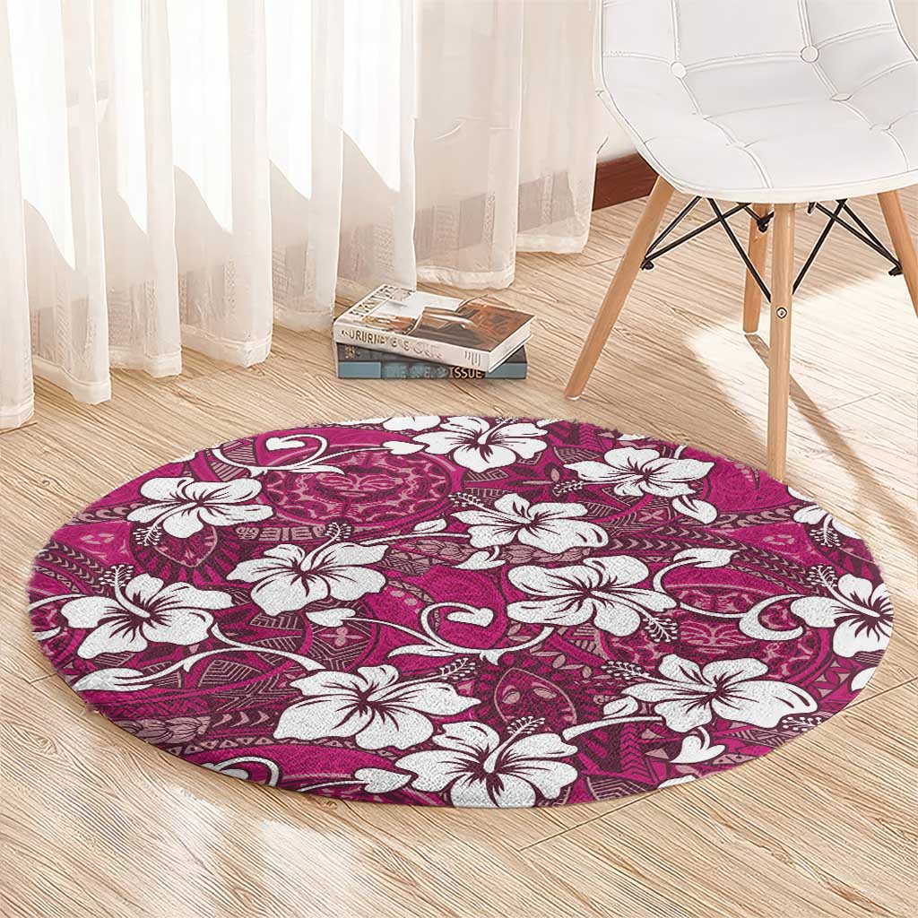 Piqi Bula Fiji Round Carpet Fijian Tapa Seamless Hibiscus - Polynesian Pride