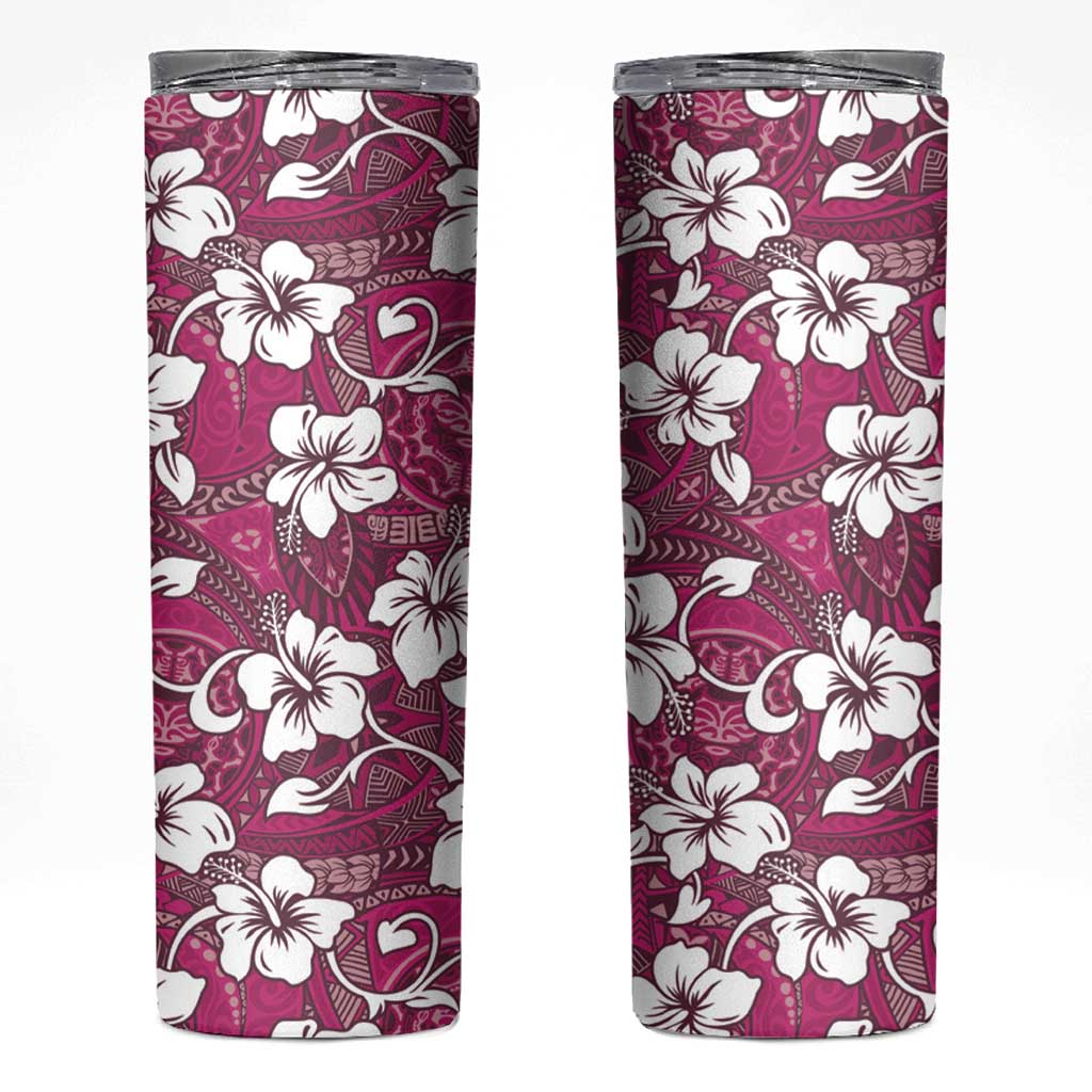 Piqi Bula Fiji Skinny Tumbler Fijian Tapa Seamless Hibiscus LT14 Pink - Polynesian Pride