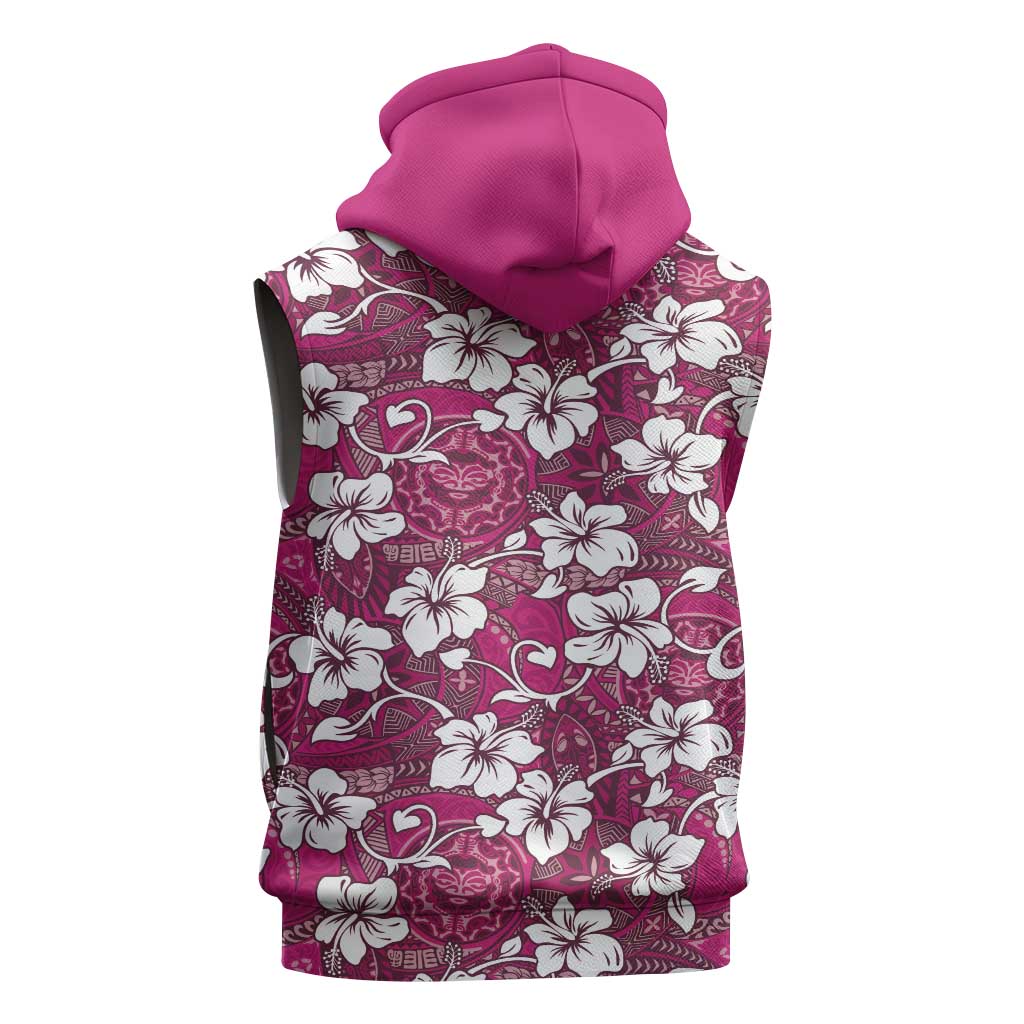 Piqi Bula Fiji Sleeveless Zip Hoodie Fijian Tapa Seamless Hibiscus - Polynesian Pride