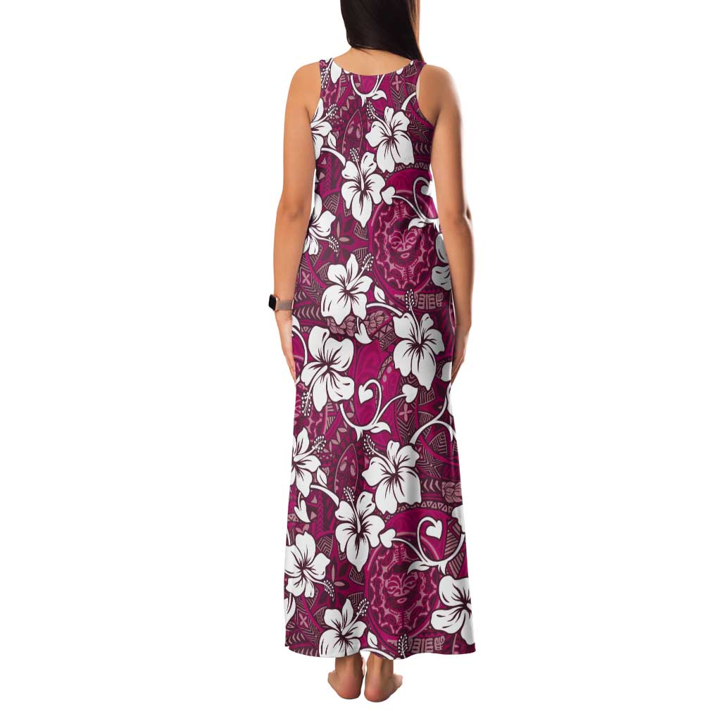 Piqi Bula Fiji Tank Maxi Dress Fijian Tapa Seamless Hibiscus - Polynesian Pride