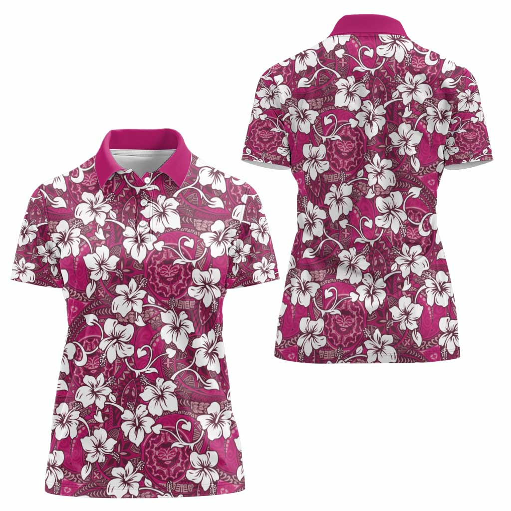 Piqi Bula Fiji Women Polo Shirt Fijian Tapa Seamless Hibiscus - Polynesian Pride
