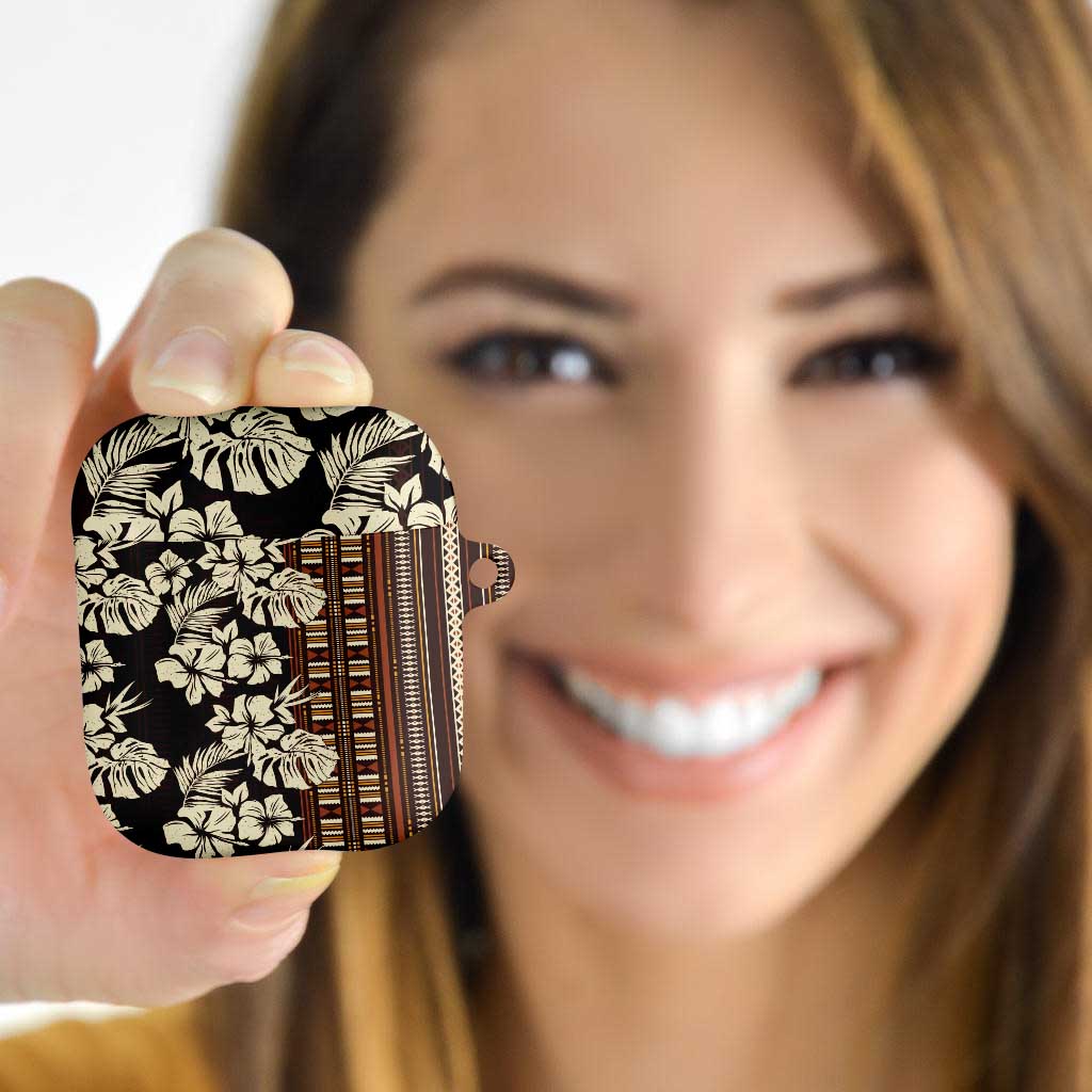 Bula Fiji Masi AirPods Case Tapa Tropical Hibiscus Half Stylized - Polynesian Pride