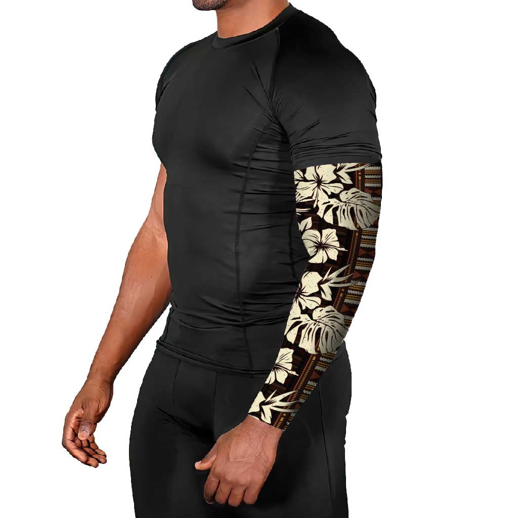 Bula Fiji Masi Arm Sleeves Tapa Tropical Hibiscus Half Stylized - Polynesian Pride