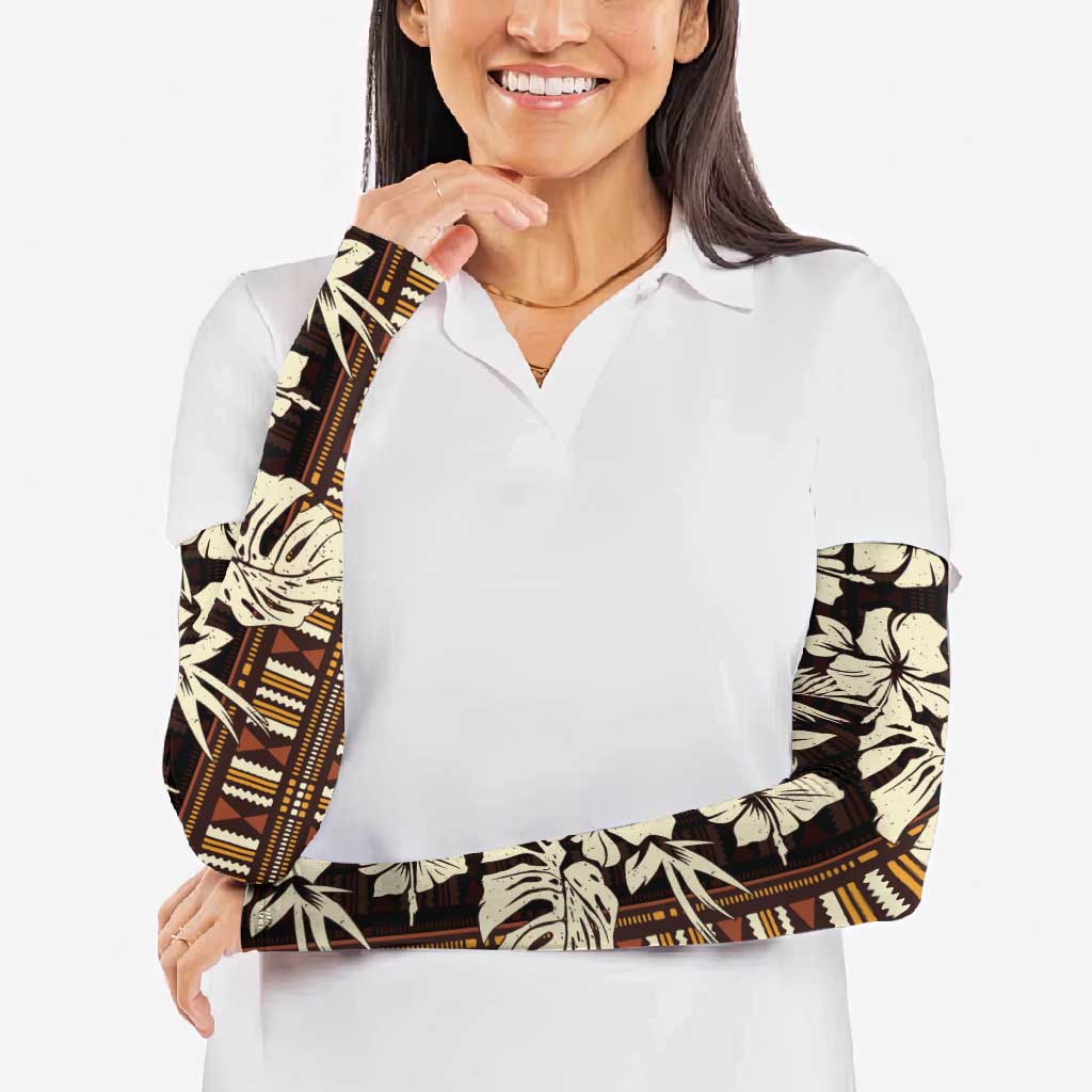 Bula Fiji Masi Arm Sleeves Tapa Tropical Hibiscus Half Stylized - Polynesian Pride