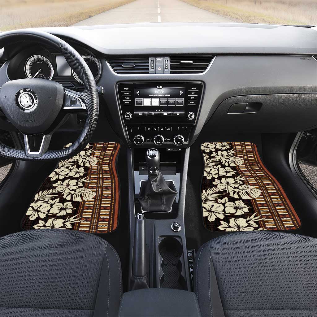 Bula Fiji Masi Car Mats Tapa Tropical Hibiscus Half Stylized - Polynesian Pride