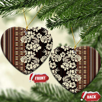 Bula Fiji Masi Ceramic Ornament Tapa Tropical Hibiscus Half Stylized - Polynesian Pride