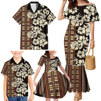 Bula Fiji Masi Family Matching Mermaid Dress and Hawaiian Shirt Tapa Tropical Hibiscus Half Stylized LT14 - Polynesian Pride