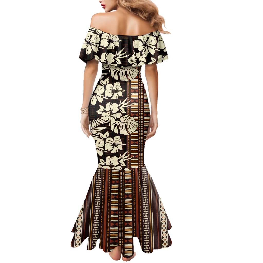 Bula Fiji Masi Family Matching Mermaid Dress and Hawaiian Shirt Tapa Tropical Hibiscus Half Stylized LT14 - Polynesian Pride