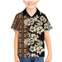 Bula Fiji Masi Family Matching Mermaid Dress and Hawaiian Shirt Tapa Tropical Hibiscus Half Stylized LT14 Son's Shirt Brown - Polynesian Pride