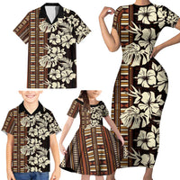 Bula Fiji Masi Family Matching Short Sleeve Bodycon Dress and Hawaiian Shirt Tapa Tropical Hibiscus Half Stylized LT14 - Polynesian Pride
