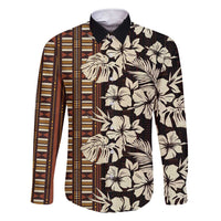 Bula Fiji Masi Family Matching Short Sleeve Bodycon Dress and Hawaiian Shirt Tapa Tropical Hibiscus Half Stylized LT14 Dad's Shirt - Long Sleeve Brown - Polynesian Pride