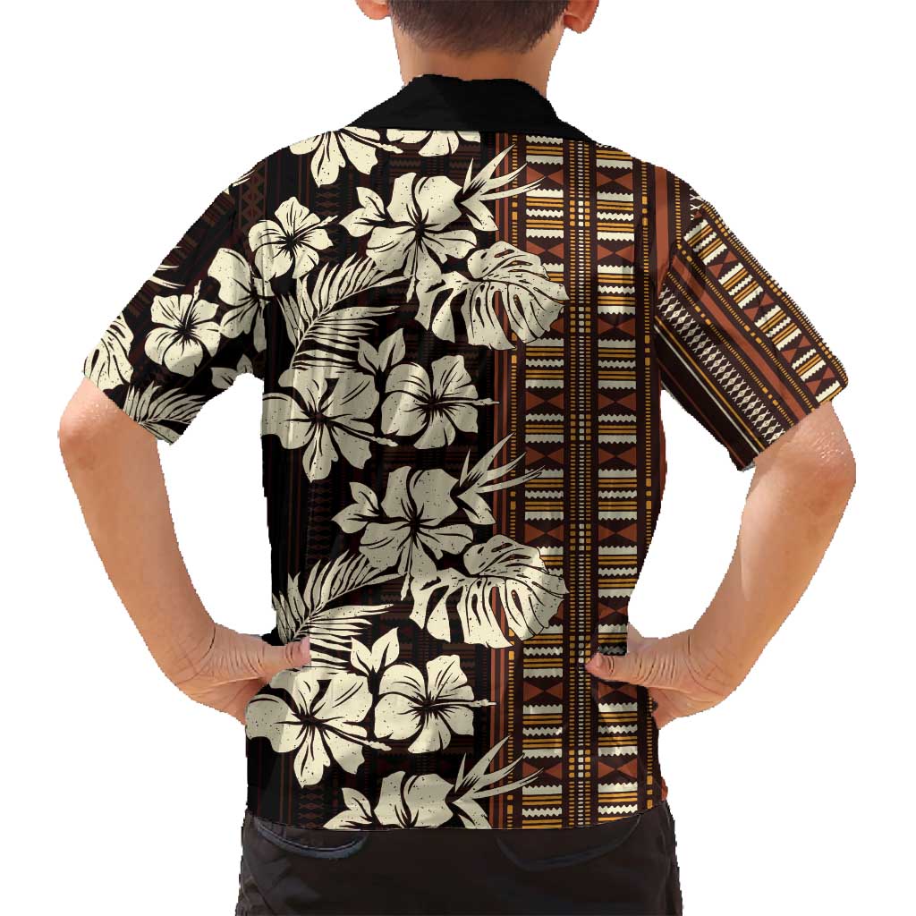 Bula Fiji Masi Family Matching Tank Maxi Dress and Hawaiian Shirt Tapa Tropical Hibiscus Half Stylized LT14 - Polynesian Pride