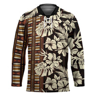 Bula Fiji Masi Hockey Jersey Tapa Tropical Hibiscus Half Stylized - Polynesian Pride