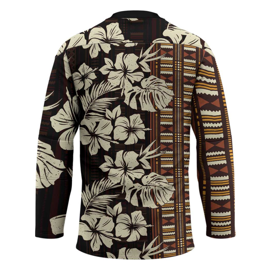Bula Fiji Masi Hockey Jersey Tapa Tropical Hibiscus Half Stylized - Polynesian Pride
