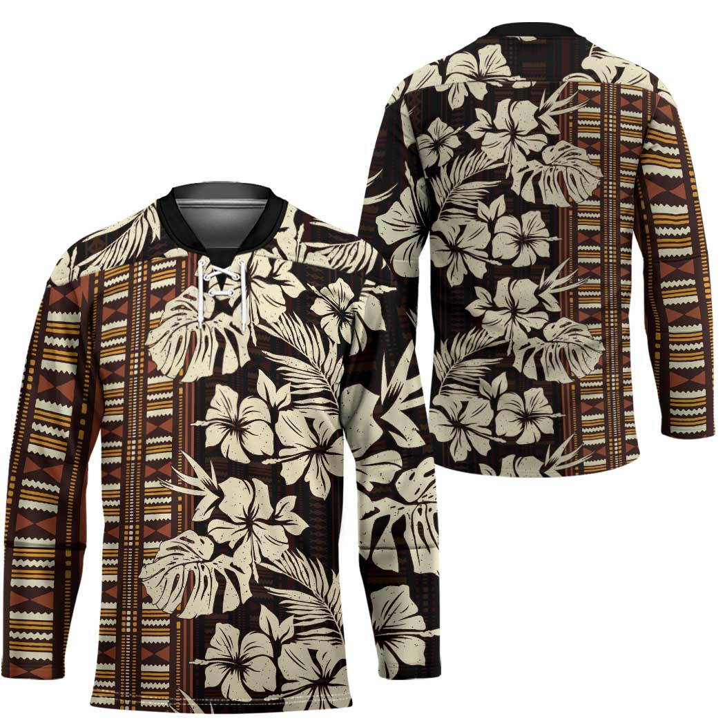 Bula Fiji Masi Hockey Jersey Tapa Tropical Hibiscus Half Stylized - Polynesian Pride