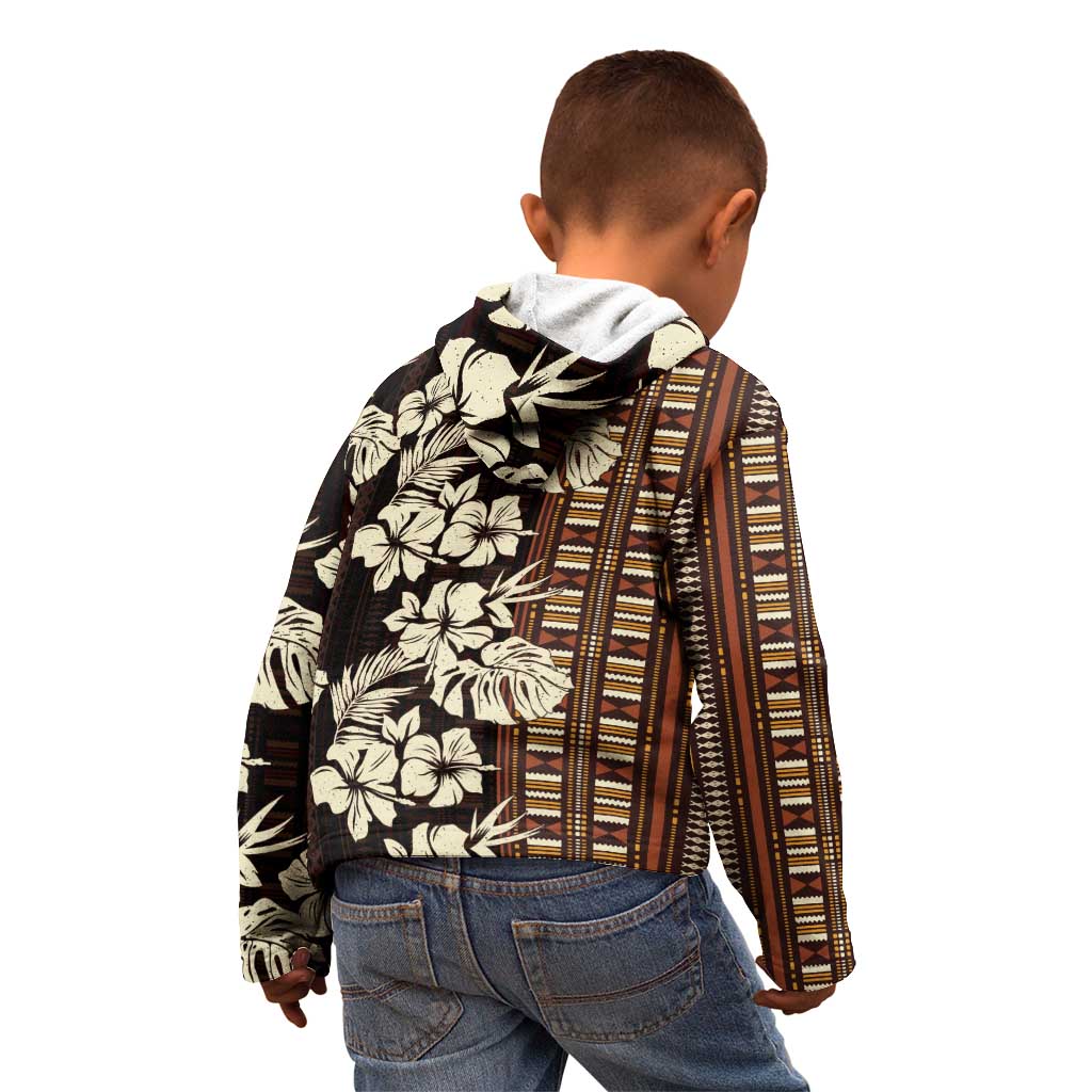 Bula Fiji Masi Kid Hoodie Tapa Tropical Hibiscus Half Stylized - Polynesian Pride
