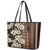 Bula Fiji Masi Leather Tote Bag Tapa Tropical Hibiscus Half Stylized - Polynesian Pride