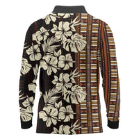 Bula Fiji Masi Long Sleeve Polo Shirt Tapa Tropical Hibiscus Half Stylized LT14 - Polynesian Pride