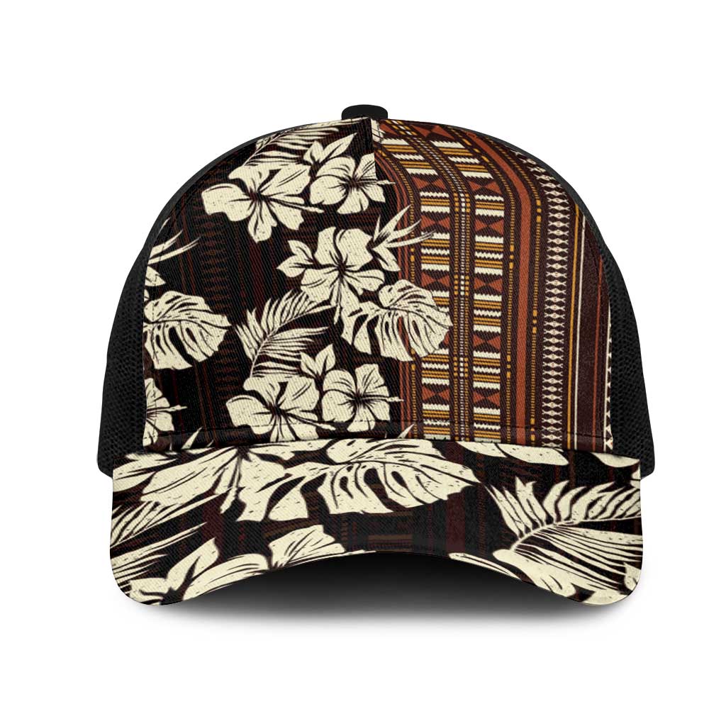 Bula Fiji Masi Mesh Trucker Cap Tapa Tropical Hibiscus Half Stylized - Polynesian Pride