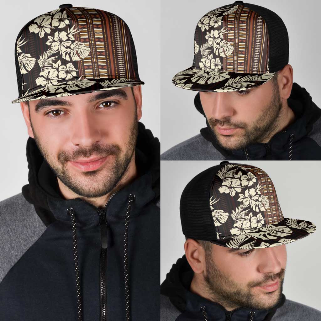 Bula Fiji Masi Mesh Trucker Cap Tapa Tropical Hibiscus Half Stylized - Polynesian Pride