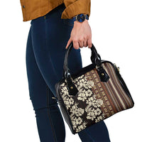 Bula Fiji Masi Shoulder Handbag Tapa Tropical Hibiscus Half Stylized - Polynesian Pride